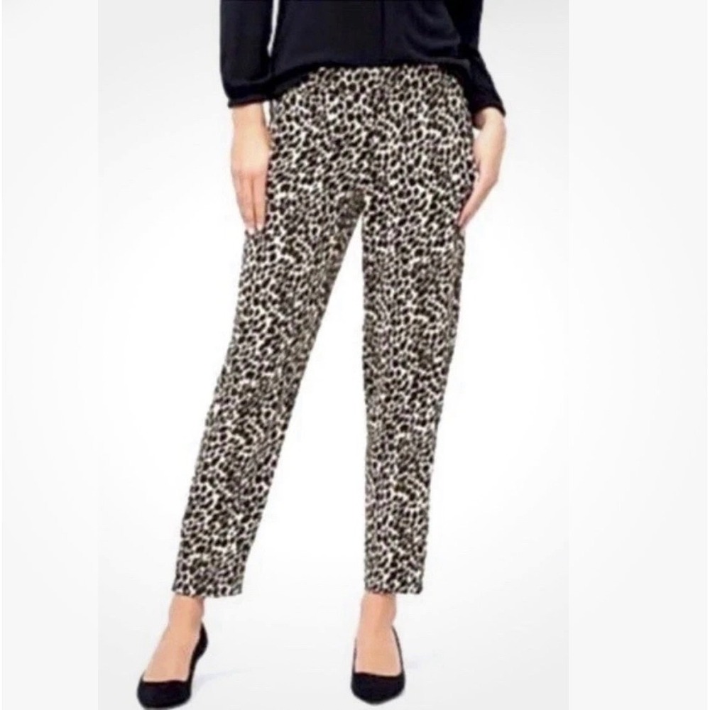 J Crew 2 Jamie Leopard Print Ankle Pants ~ Lightweight Pull On Business Casual